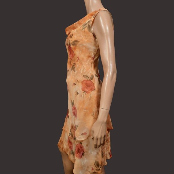 Vintage 90s Y2K Sleeveless Dress Earthy Floral Rose Print Fairy Grunge Size S - Picture 5 of 10